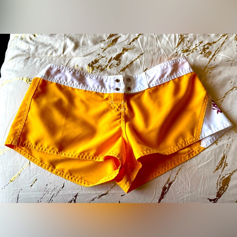 Yellow and White Athletic Shorts